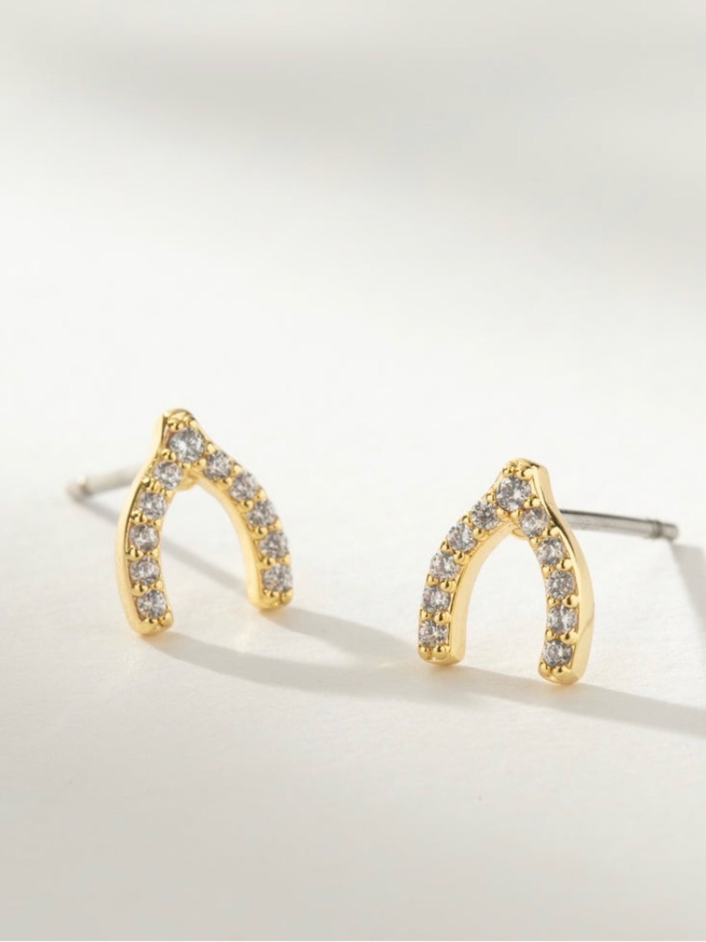 Pavé Wishbone Stud Earrings